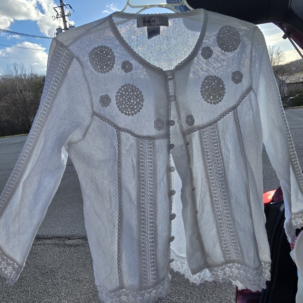 Crochet Cotton Sheer Cardigan 100% Cotton